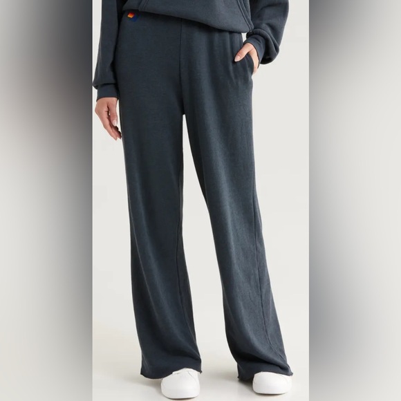 2pc🔥Aviator Nation Set 5 Stripe Hoodie & Gray Wide Leg Sweatpants Set Medium USA - Picture 3 of 10